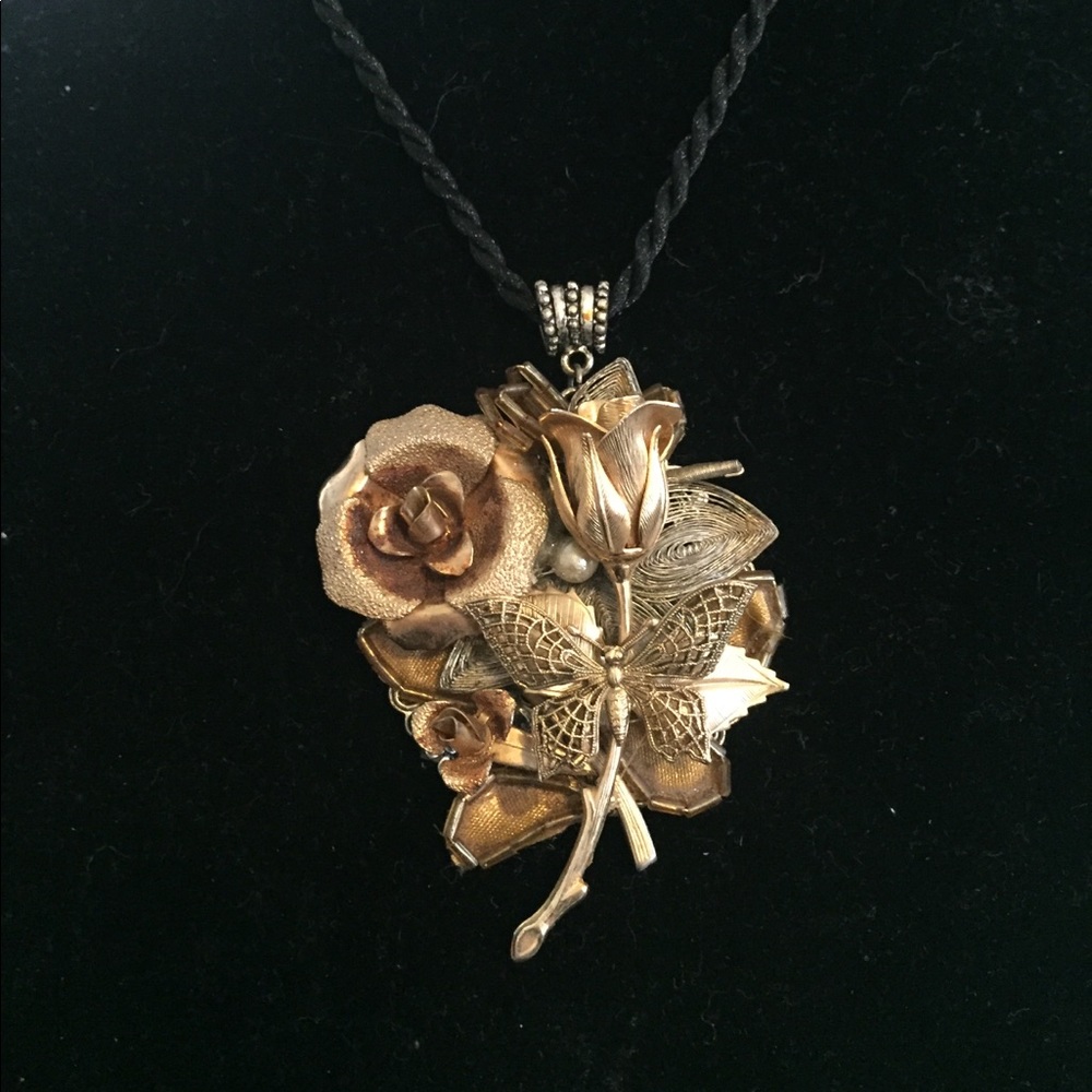 VINTAGE handmade by artist ORIGINAL Gold necklace